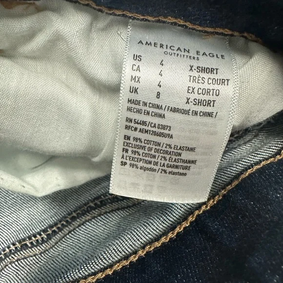 American Eagle Outfitters Dark Blue Distressed Skinny Jeans 4 - Picture 5 of 6